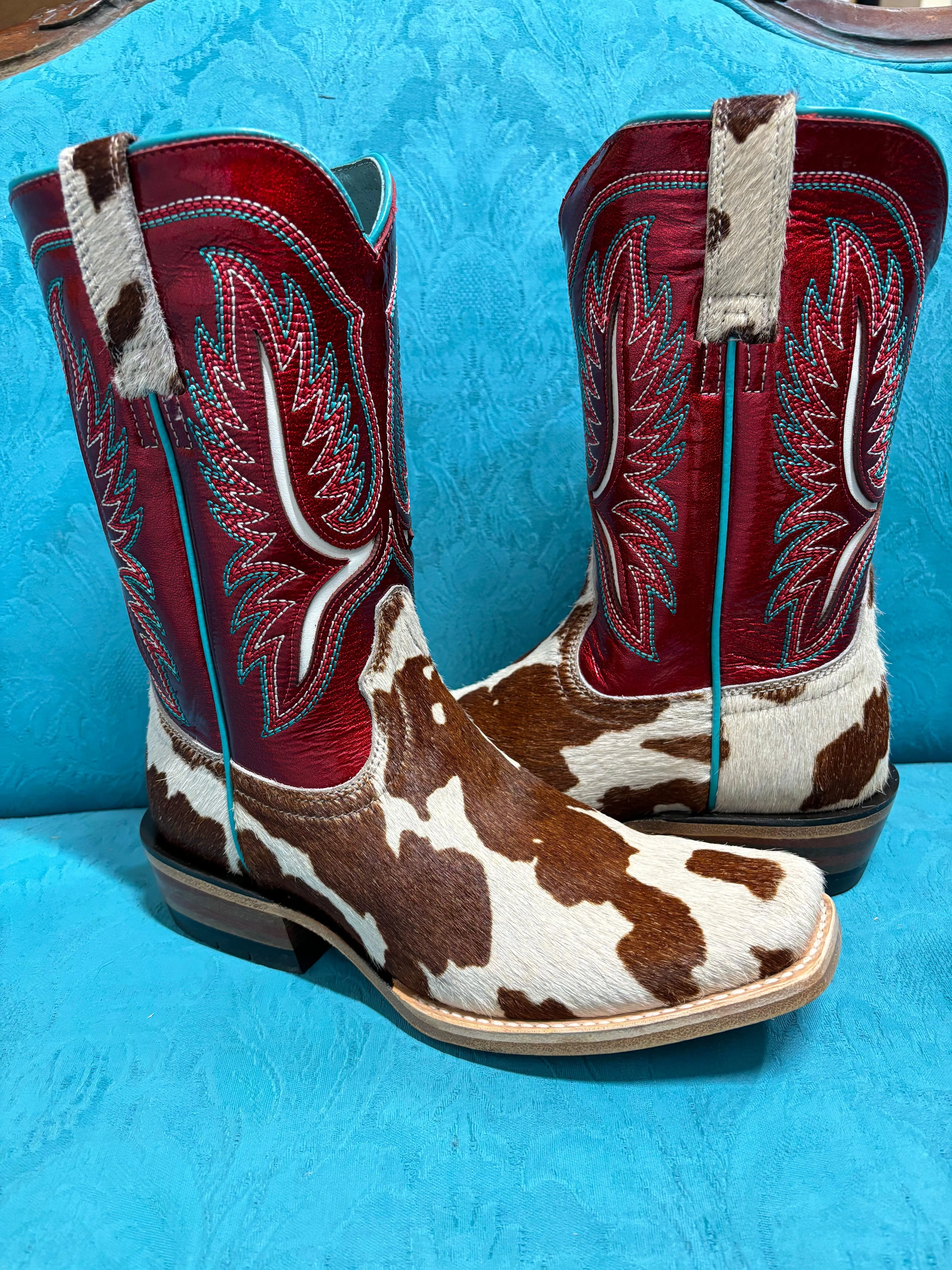 Ariat Women's Futurity Colt Cowtown Hair-On & Ruby Red Patent Cowgirl Boots 10051020