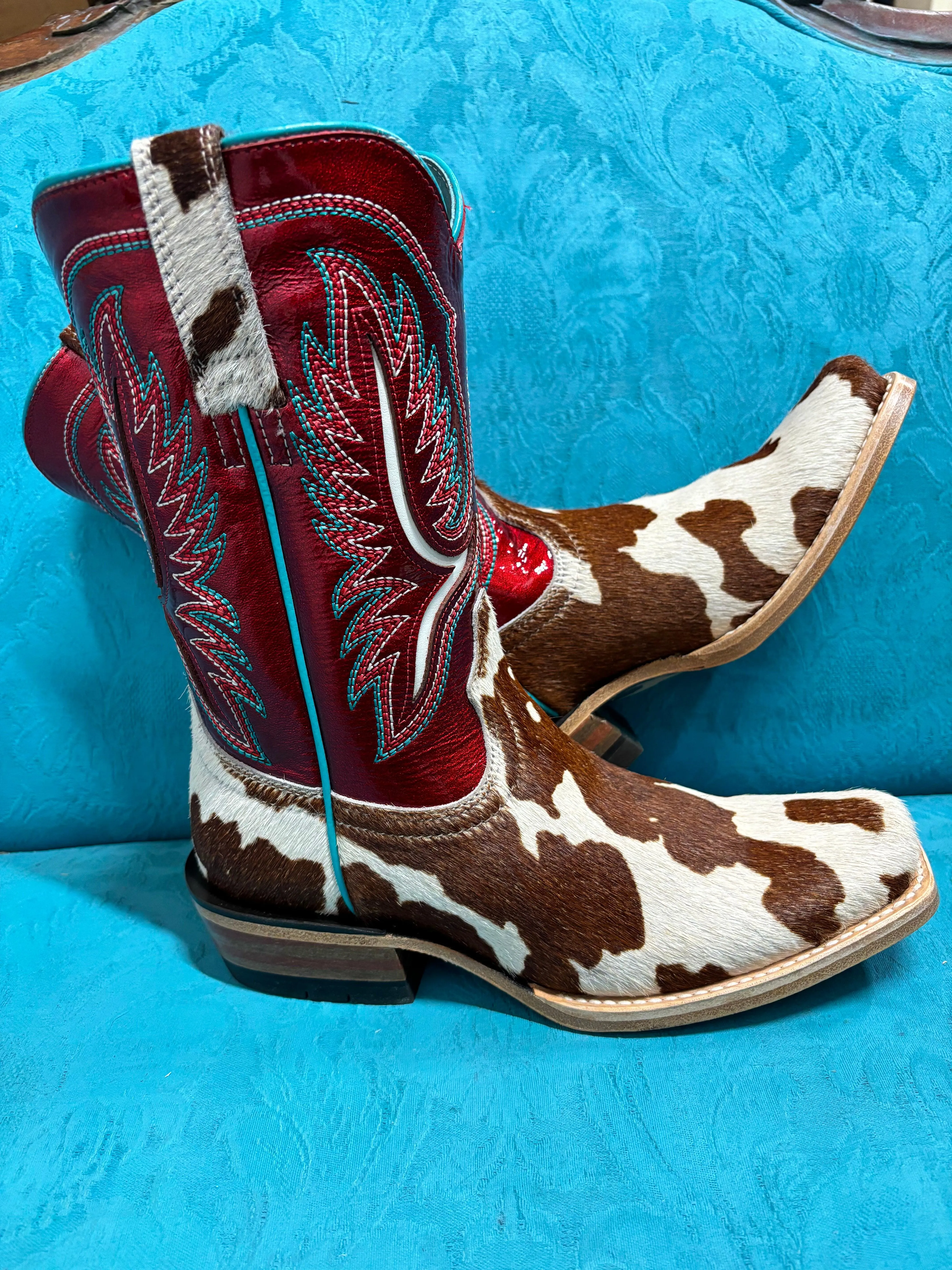 Ariat Women's Futurity Colt Cowtown Hair-On & Ruby Red Patent Cowgirl Boots 10051020