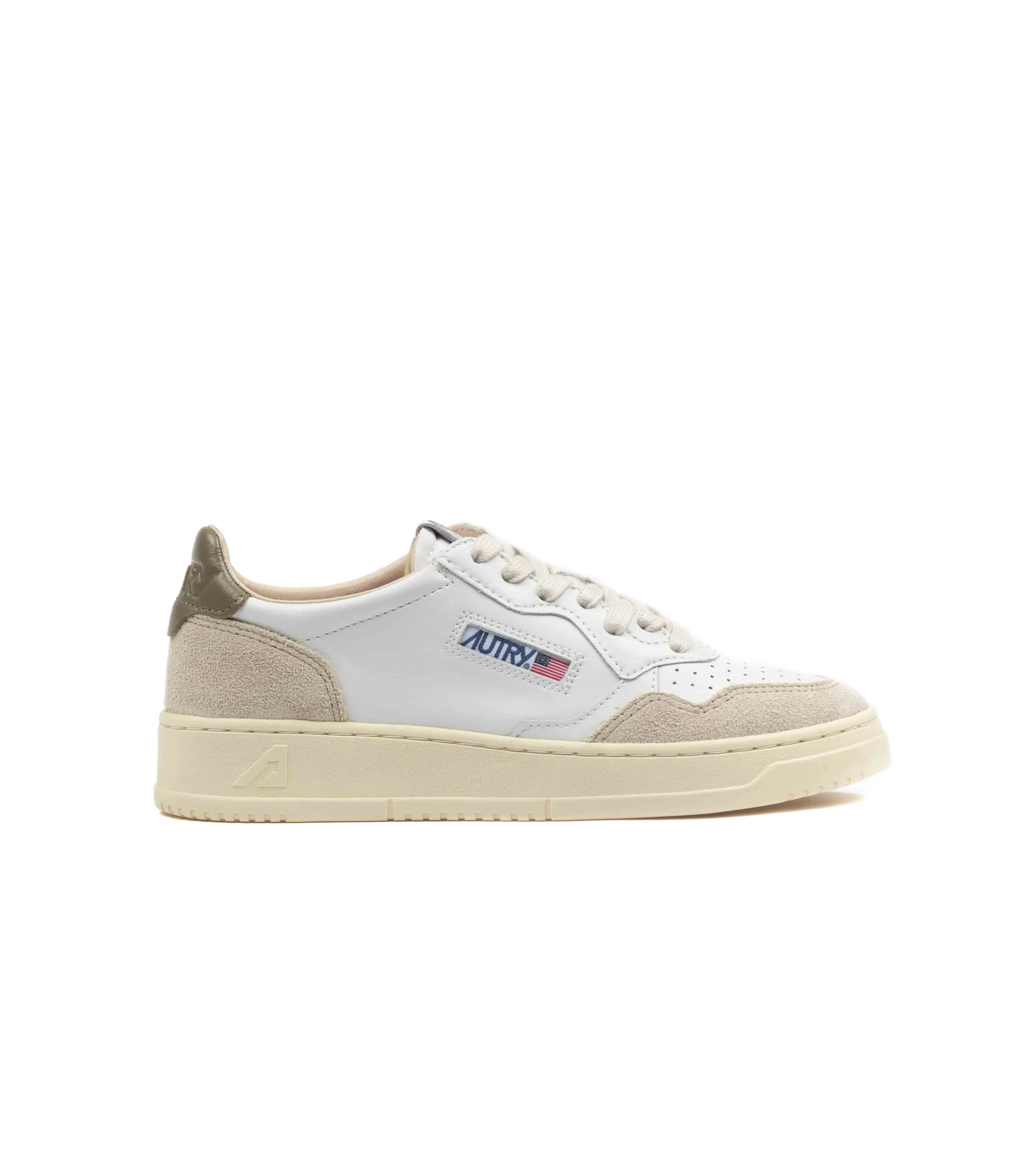 Autry Medalist Low Pelle Suede Bianco Verde Donna