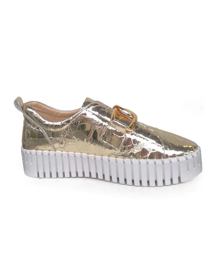 BAGE Sneakers Gold Croc Shine