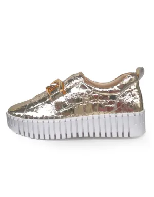 BAGE Sneakers Gold Croc Shine