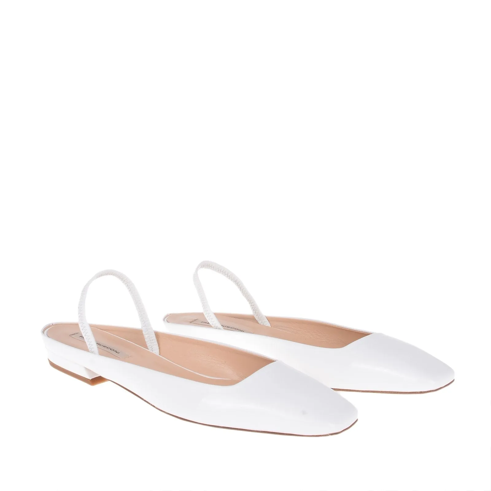 Bit Patent White Flat Shoes