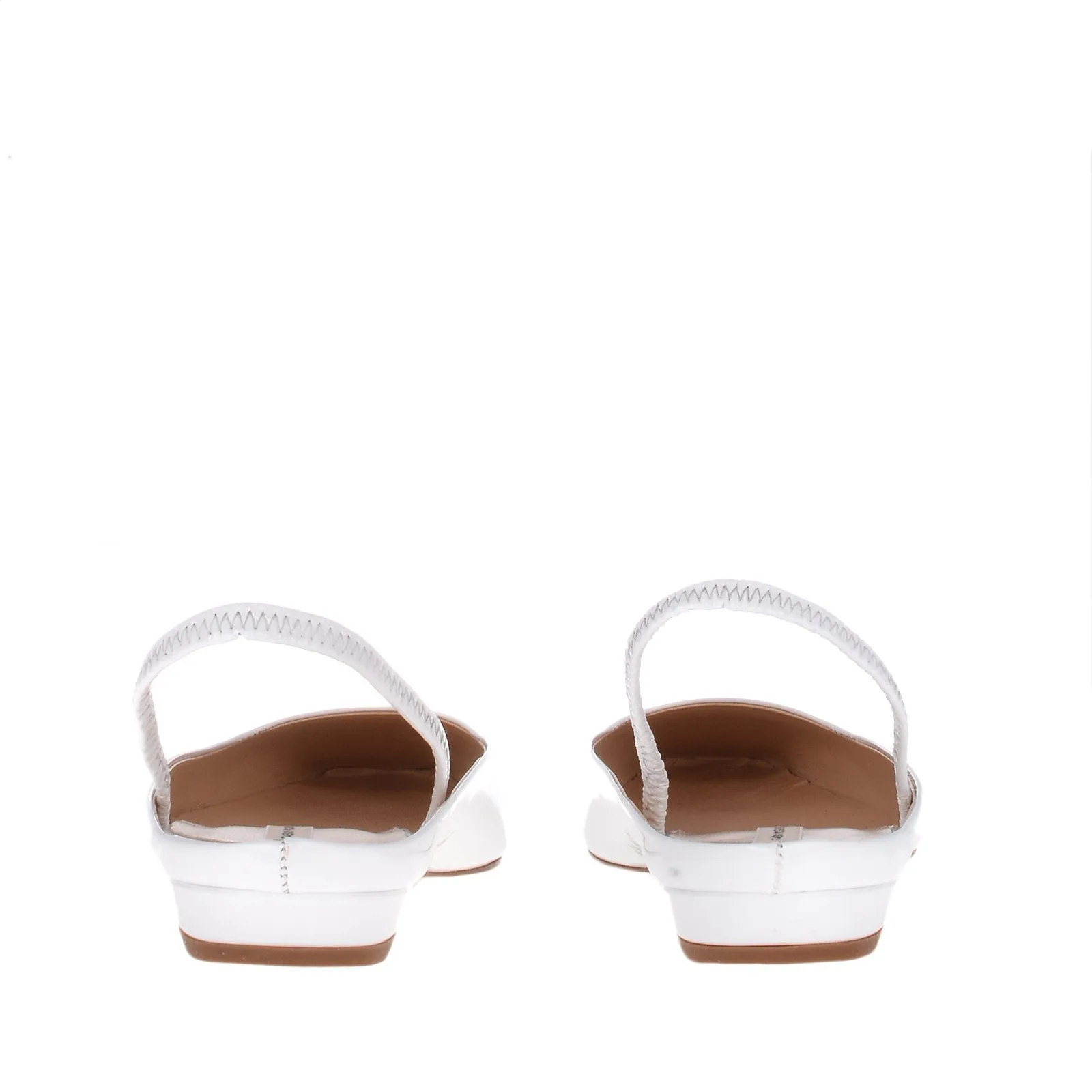 Bit Patent White Flat Shoes