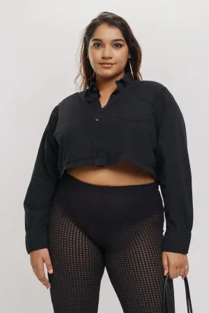 Black Full Sleeve Crop Top