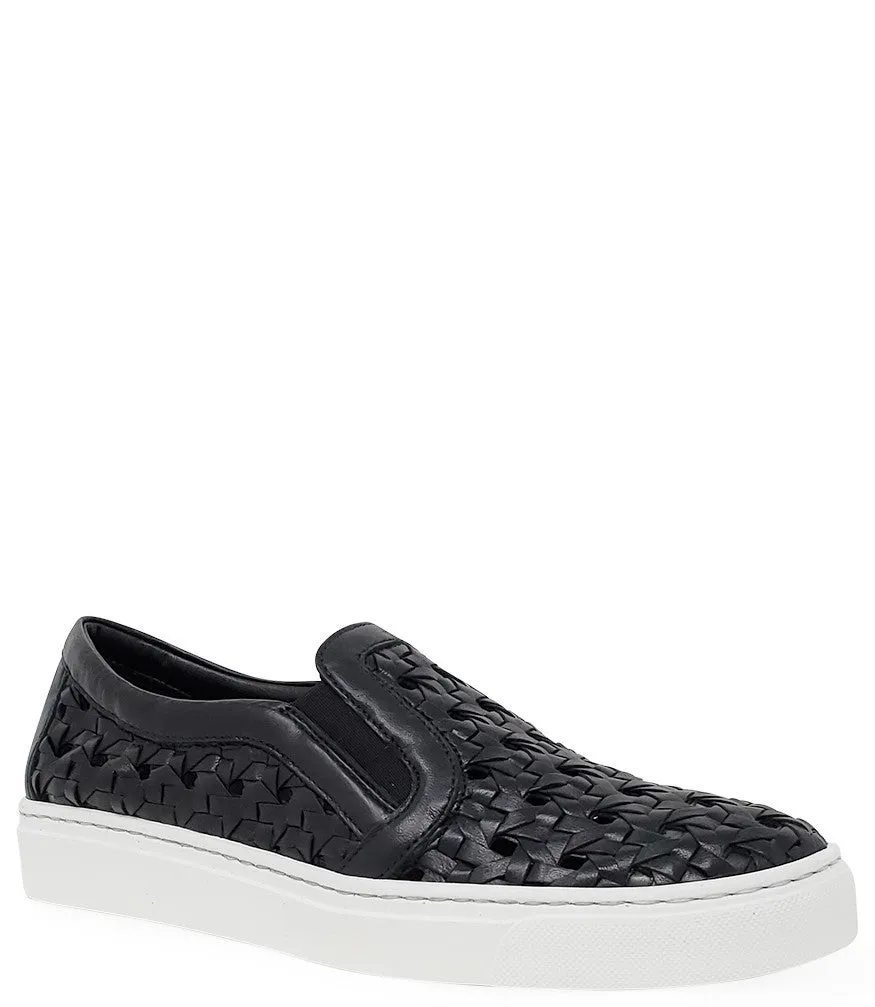 Black Leather Woven Sneaker