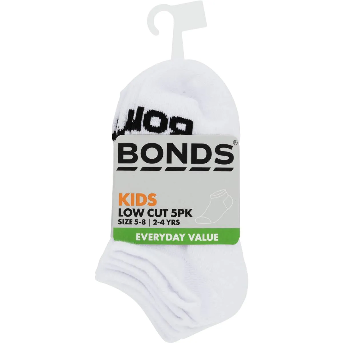 Bonds Kids Low Cut Everyday Value Trainer Socks 5 Pack - White