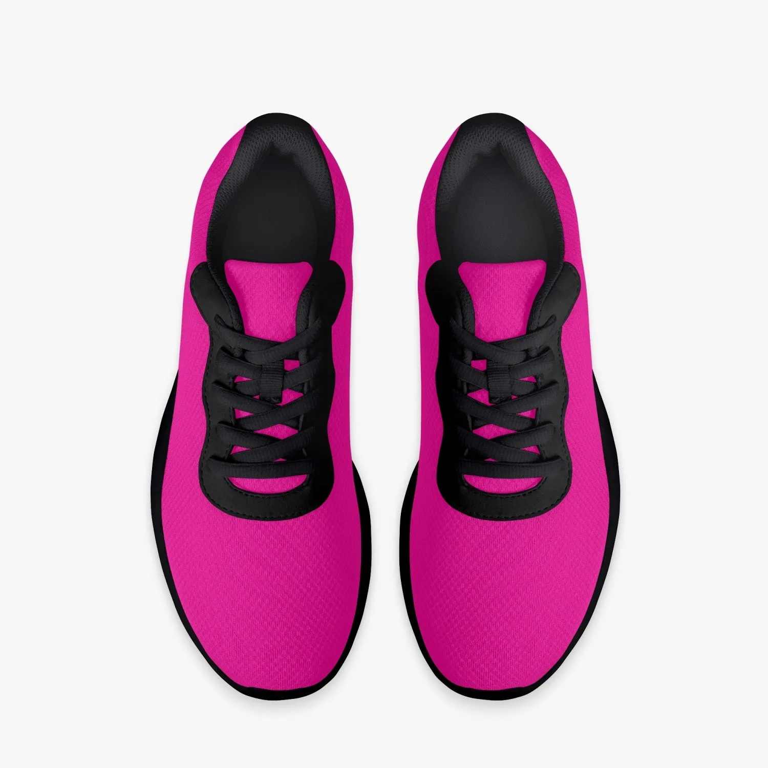 Bright Hot Pink Unisex Kicks, Soft Solid Pink Color Best Lifestyle Unisex Casual Designer Mesh Running Shoes With Black Soles