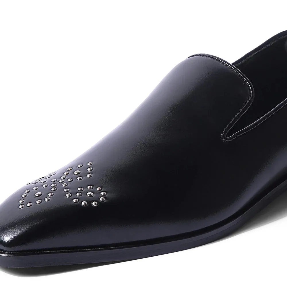 Charles - Black Rivet Slip-On