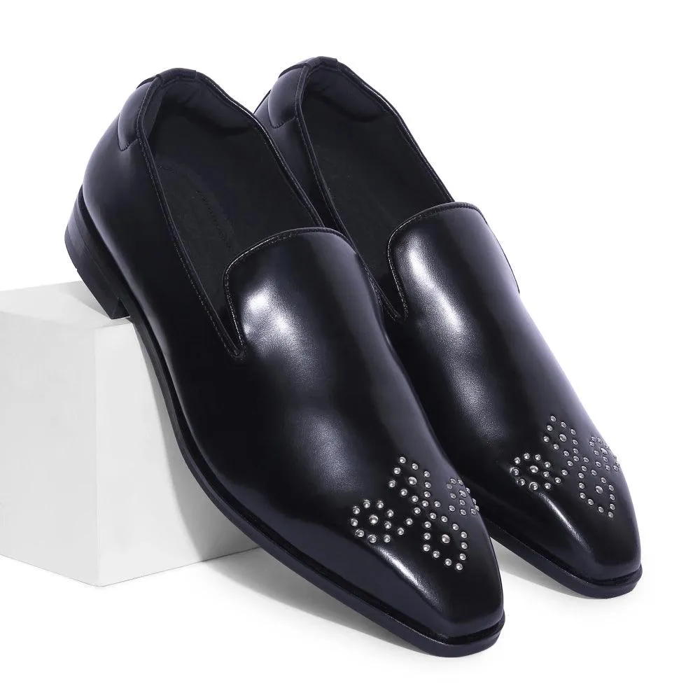 Charles - Black Rivet Slip-On