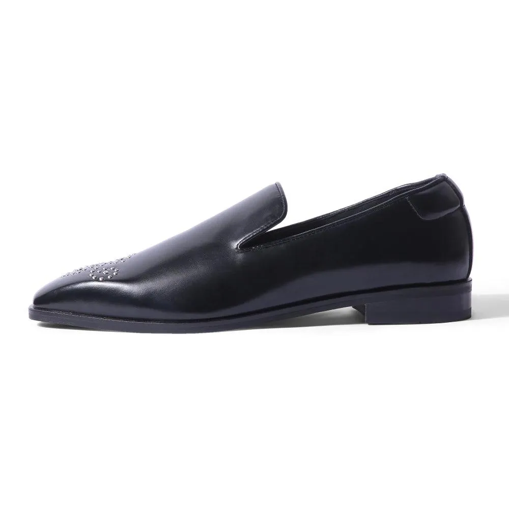 Charles - Black Rivet Slip-On