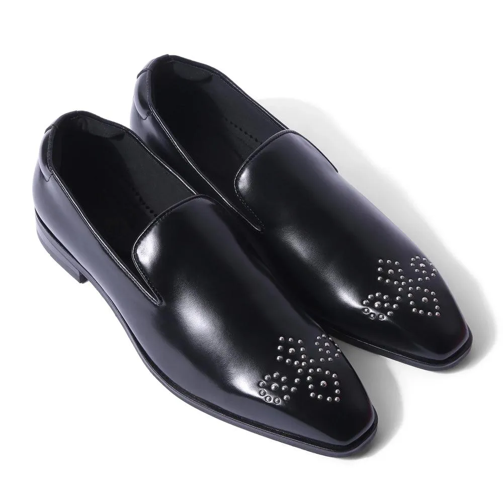 Charles - Black Rivet Slip-On