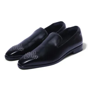 Charles - Black Rivet Slip-On