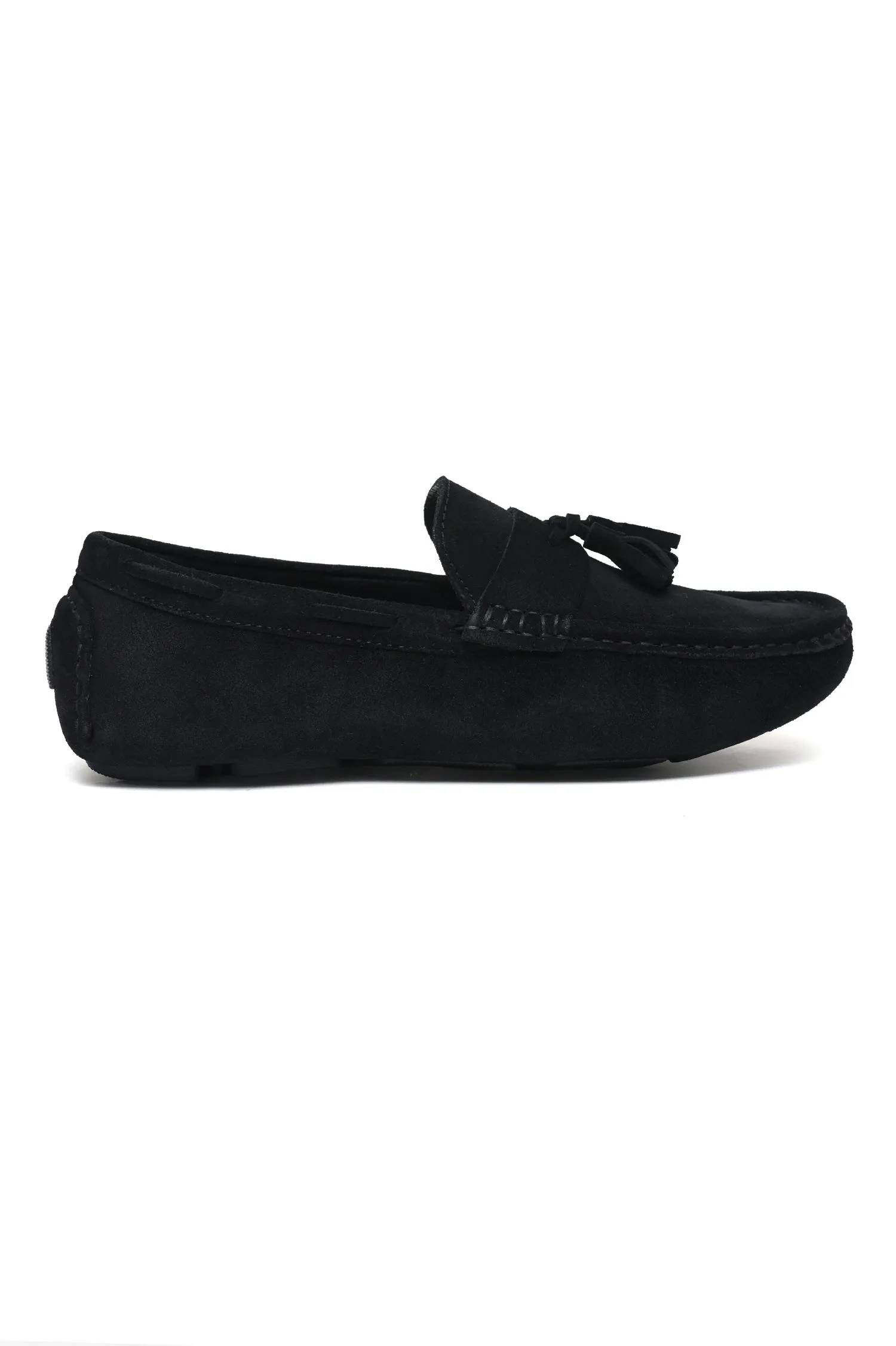 CLASSIC LEATHER LOAFERS WITH TASSELED DETAILING-BLACK