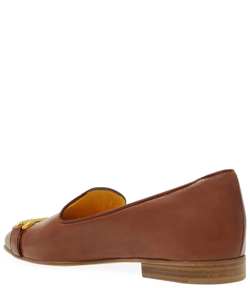 Cognac Leather  Square Toe Loafer