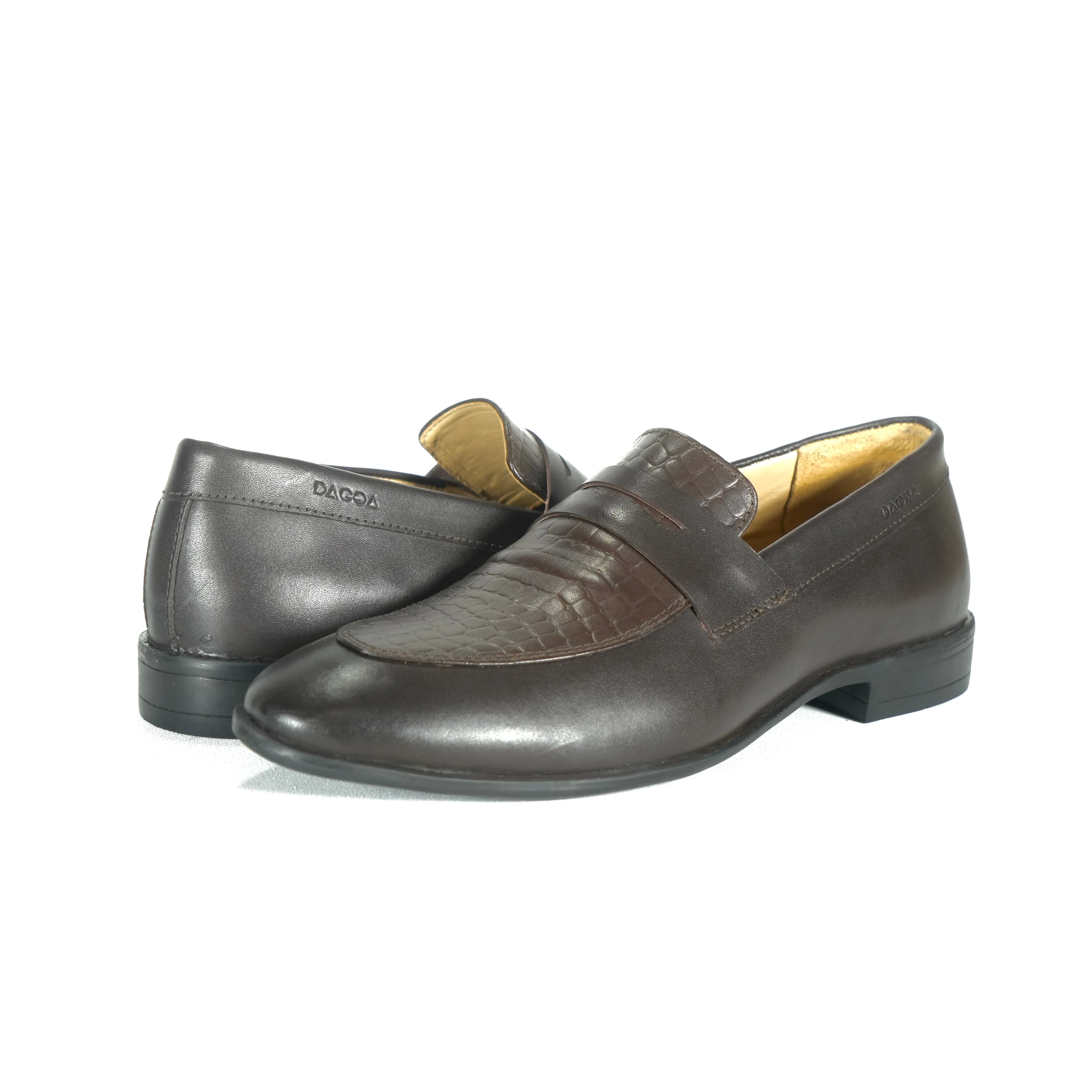 Dagga Black / Brown Formal Leather Penny Loafers for Men