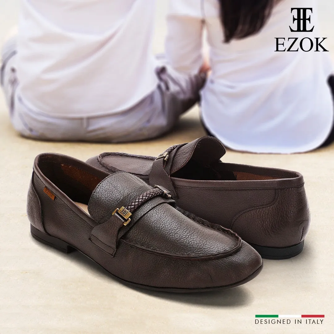 Ezok Shoes Mens Brown Leather Moccasin