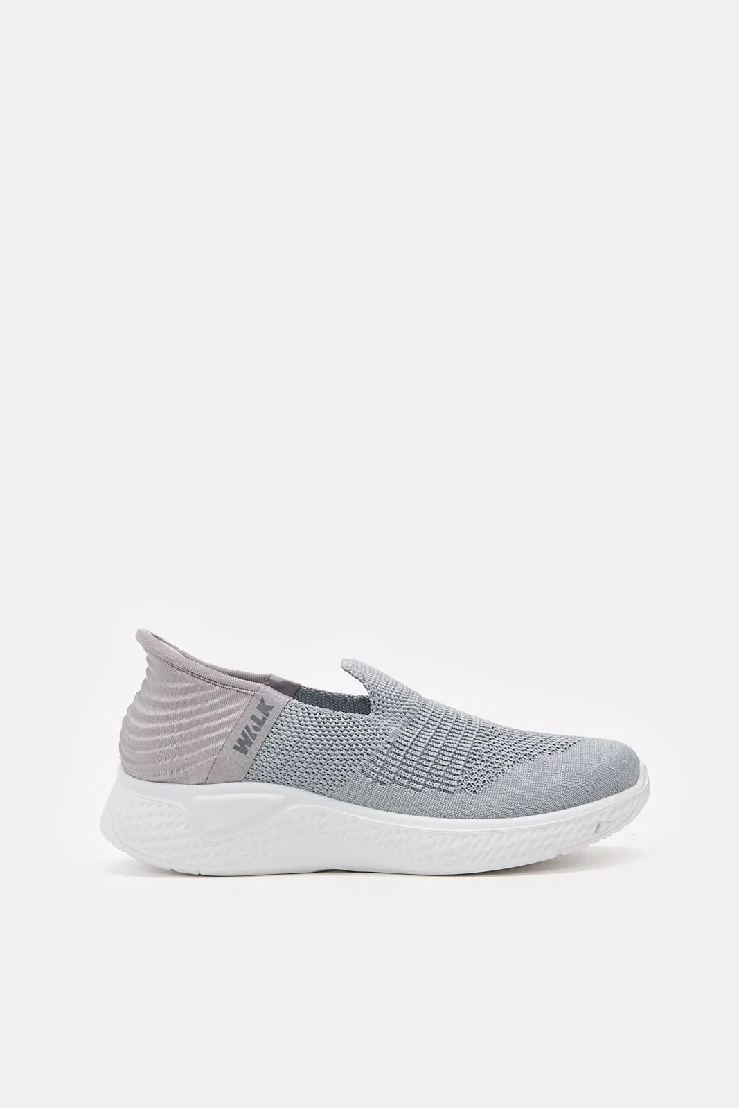 Girls Grey Textured Slip-On Sneakers