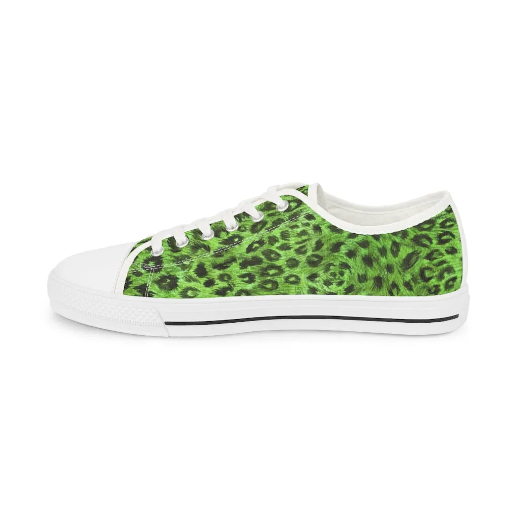 Green Leopard Print Men's Shoes, Best Men's Low Top Canvas Fashion Sneakers (US Size: 5-14)