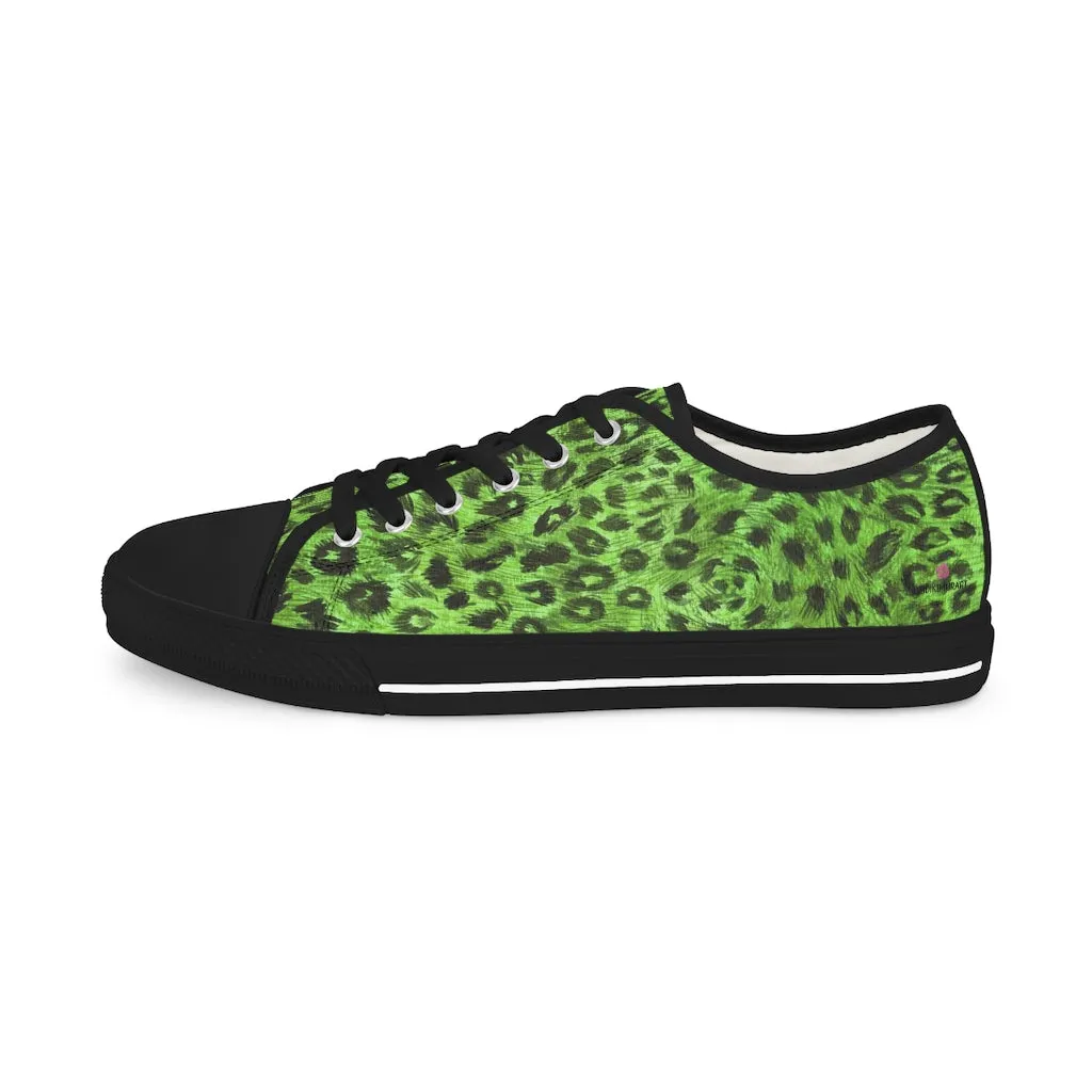 Green Leopard Print Men's Shoes, Best Men's Low Top Canvas Fashion Sneakers (US Size: 5-14)