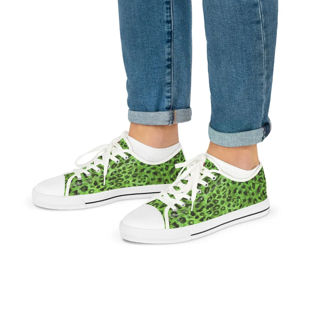 Green Leopard Print Men's Shoes, Best Men's Low Top Canvas Fashion Sneakers (US Size: 5-14)