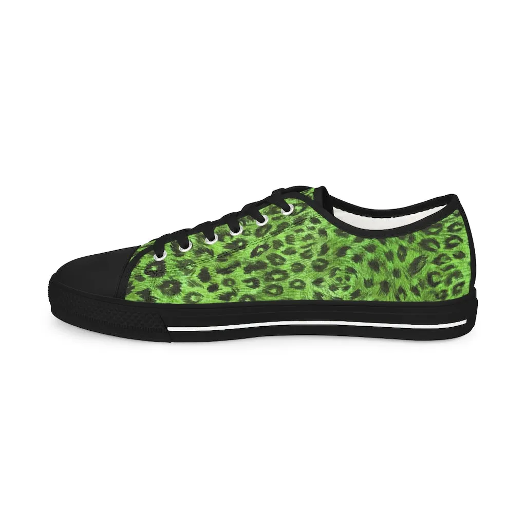 Green Leopard Print Men's Shoes, Best Men's Low Top Canvas Fashion Sneakers (US Size: 5-14)