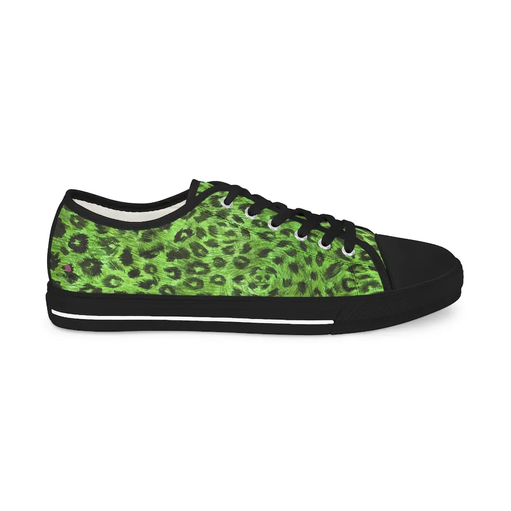 Green Leopard Print Men's Shoes, Best Men's Low Top Canvas Fashion Sneakers (US Size: 5-14)