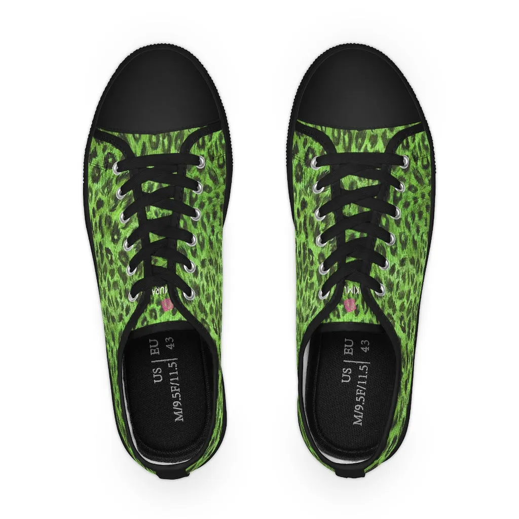 Green Leopard Print Men's Shoes, Best Men's Low Top Canvas Fashion Sneakers (US Size: 5-14)