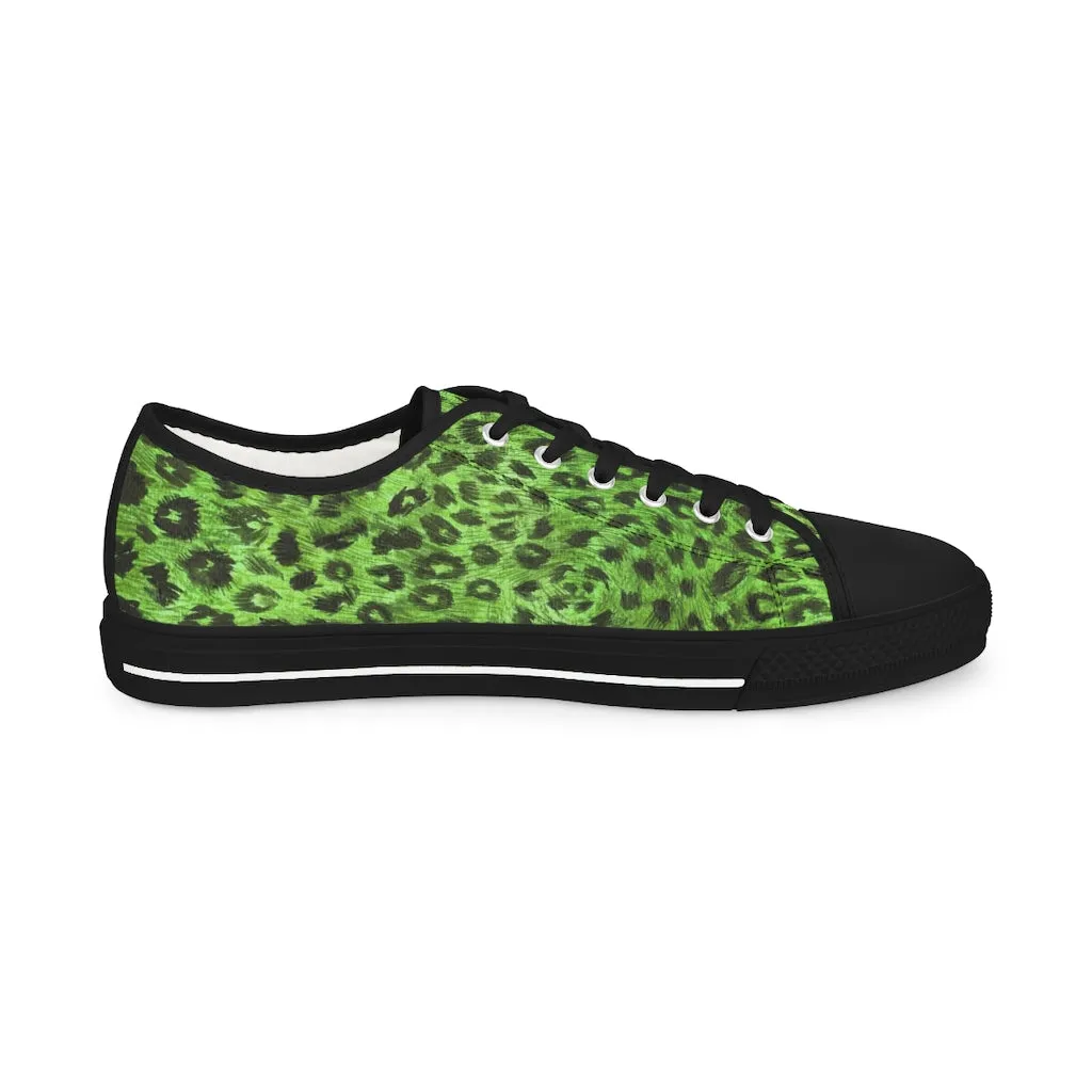 Green Leopard Print Men's Shoes, Best Men's Low Top Canvas Fashion Sneakers (US Size: 5-14)