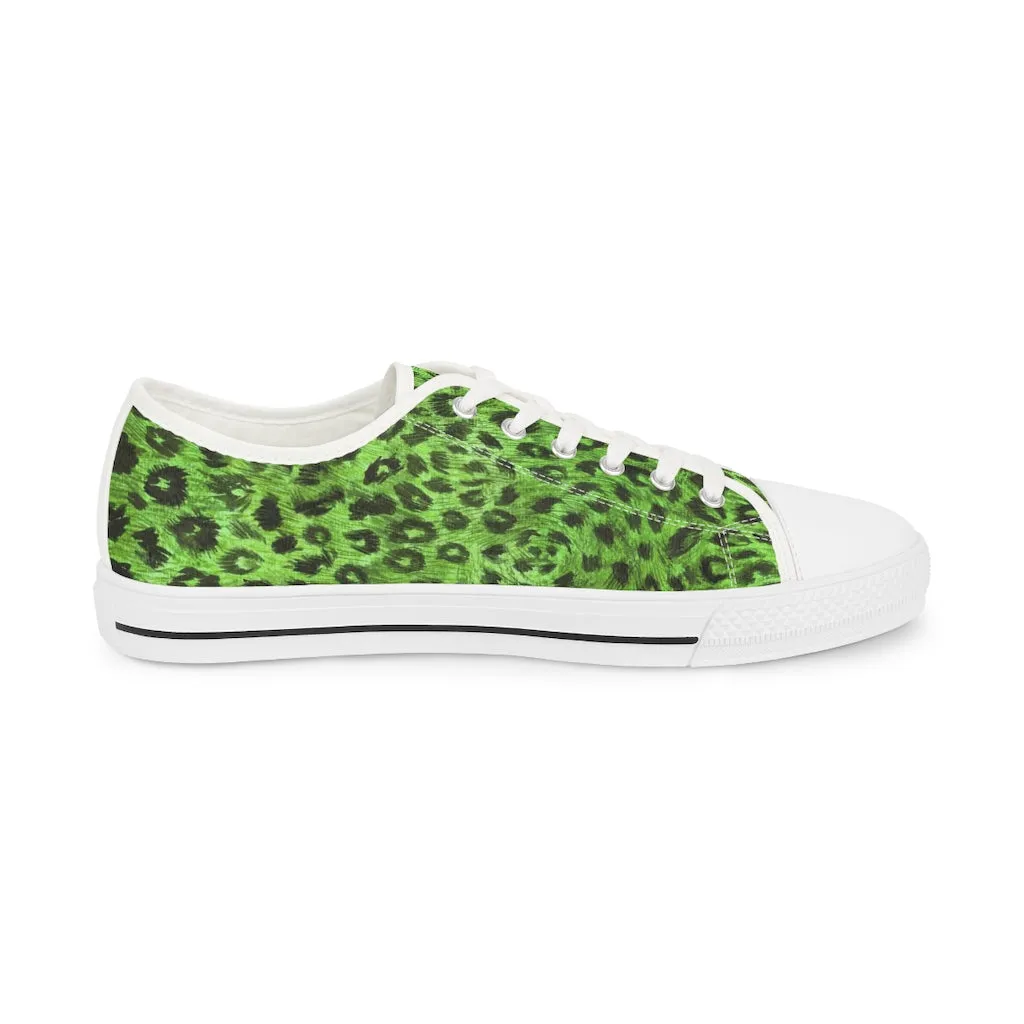 Green Leopard Print Men's Shoes, Best Men's Low Top Canvas Fashion Sneakers (US Size: 5-14)