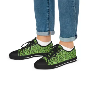 Green Leopard Print Men's Shoes, Best Men's Low Top Canvas Fashion Sneakers (US Size: 5-14)