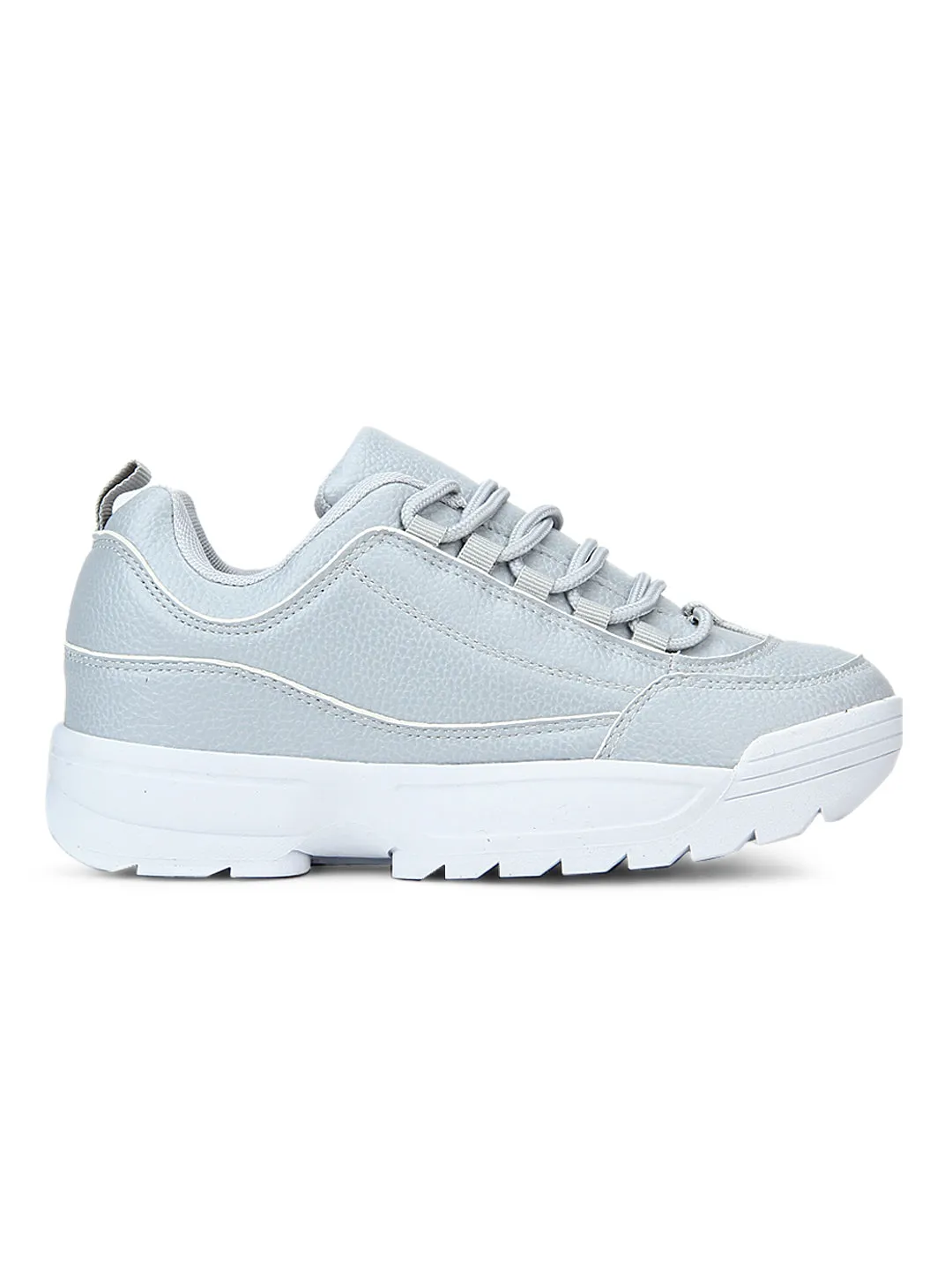 Grey Cleated Lace-Up Sneakers