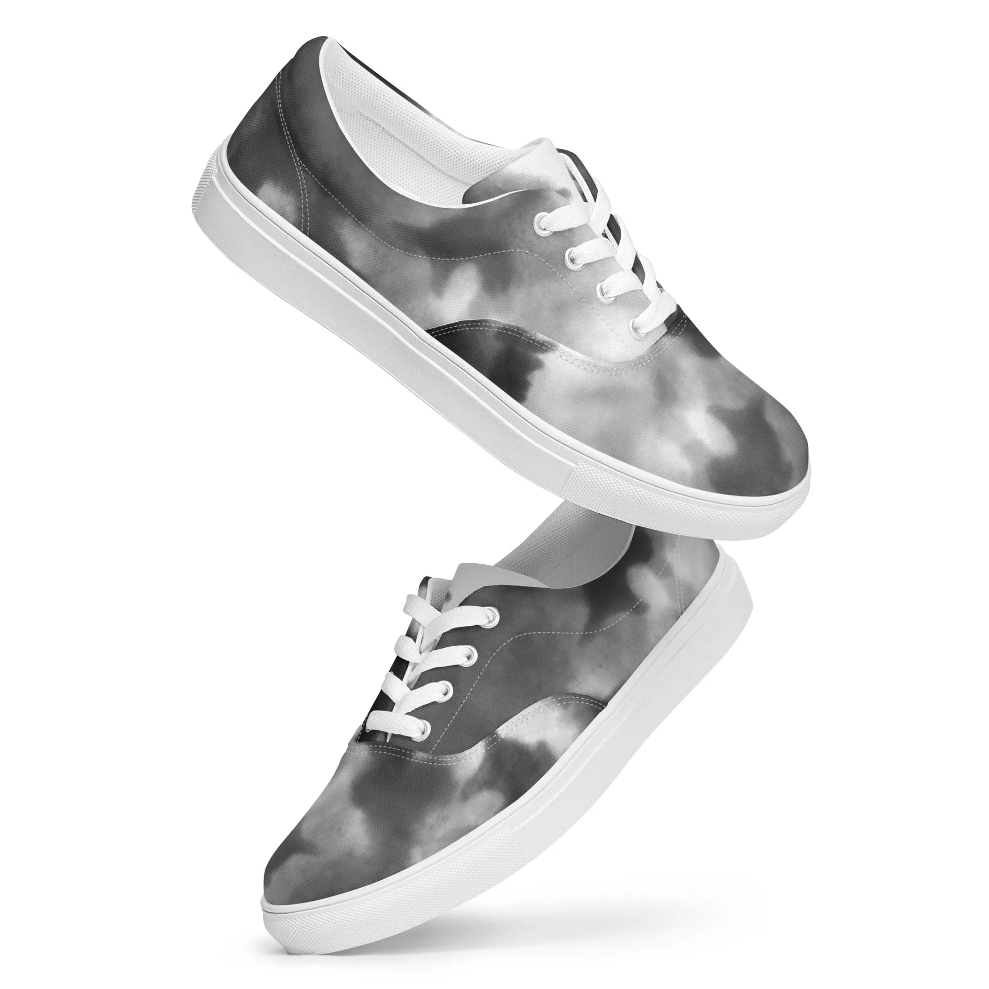 Grey Tie Dye Men's Sneakers, Abstract Best Designer Men’s Lace-up Canvas Shoes (US Size: 5-13)