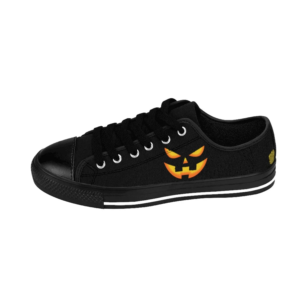 Halloween Pumpkin Face Women's Sneakers, Creepy Orange Premium Casual Fashion Shoes