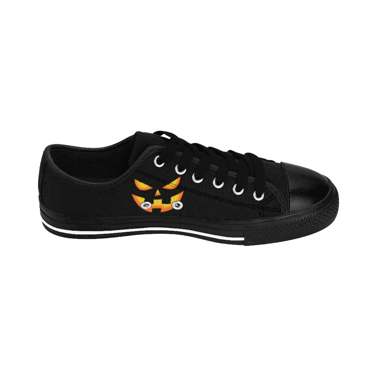 Halloween Pumpkin Face Women's Sneakers, Creepy Orange Premium Casual Fashion Shoes