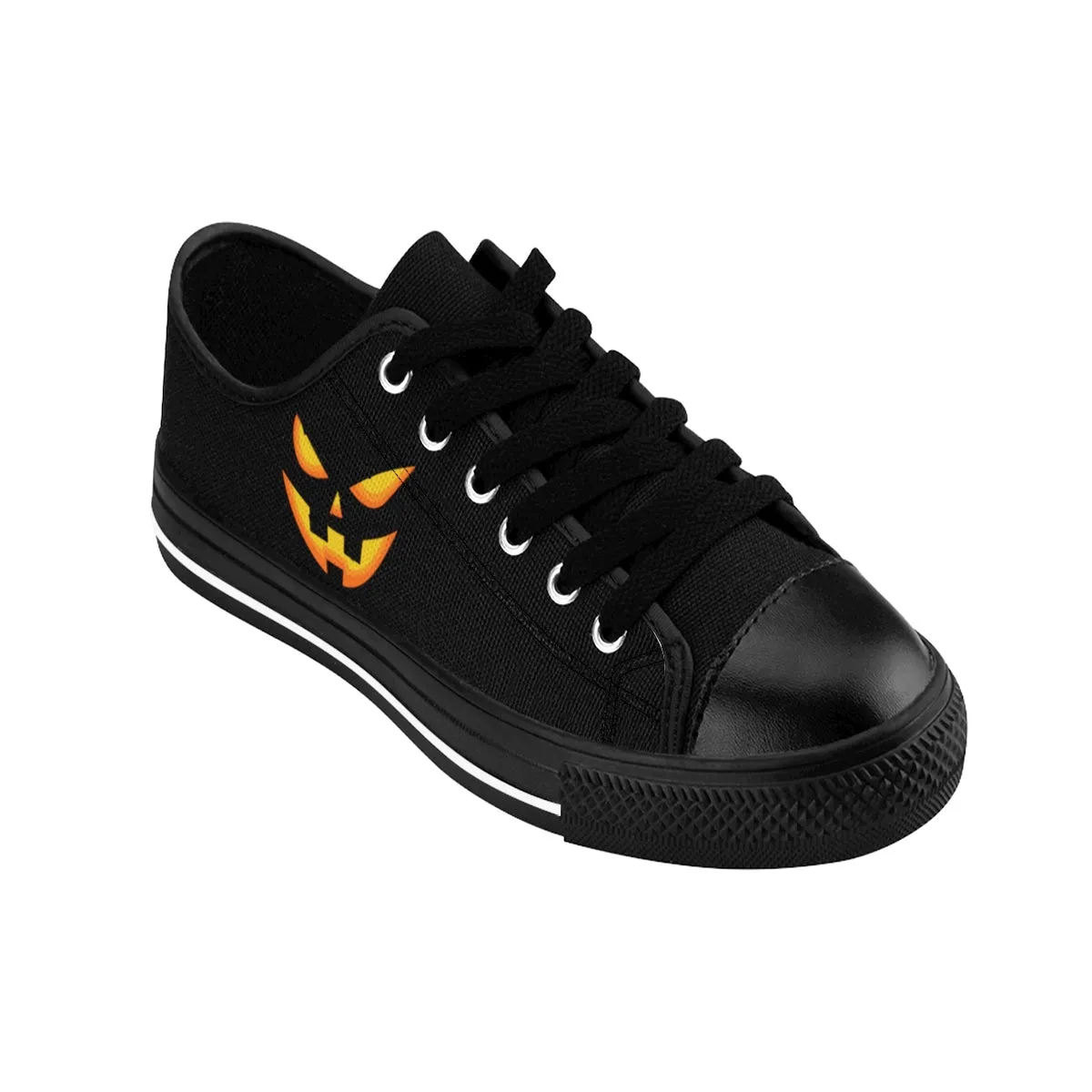 Halloween Pumpkin Face Women's Sneakers, Creepy Orange Premium Casual Fashion Shoes