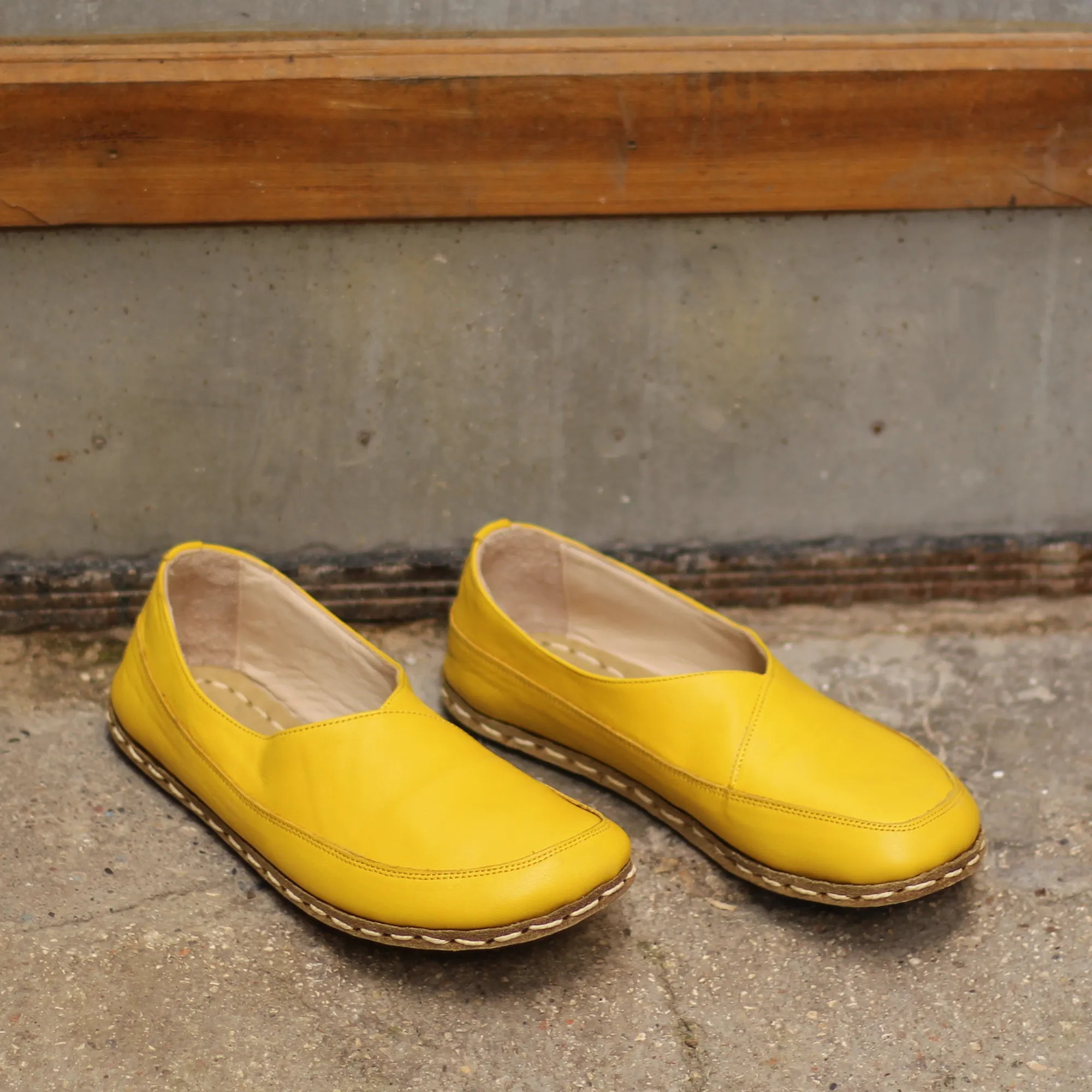 Handmade Barefoot Loafers for Women Yellow