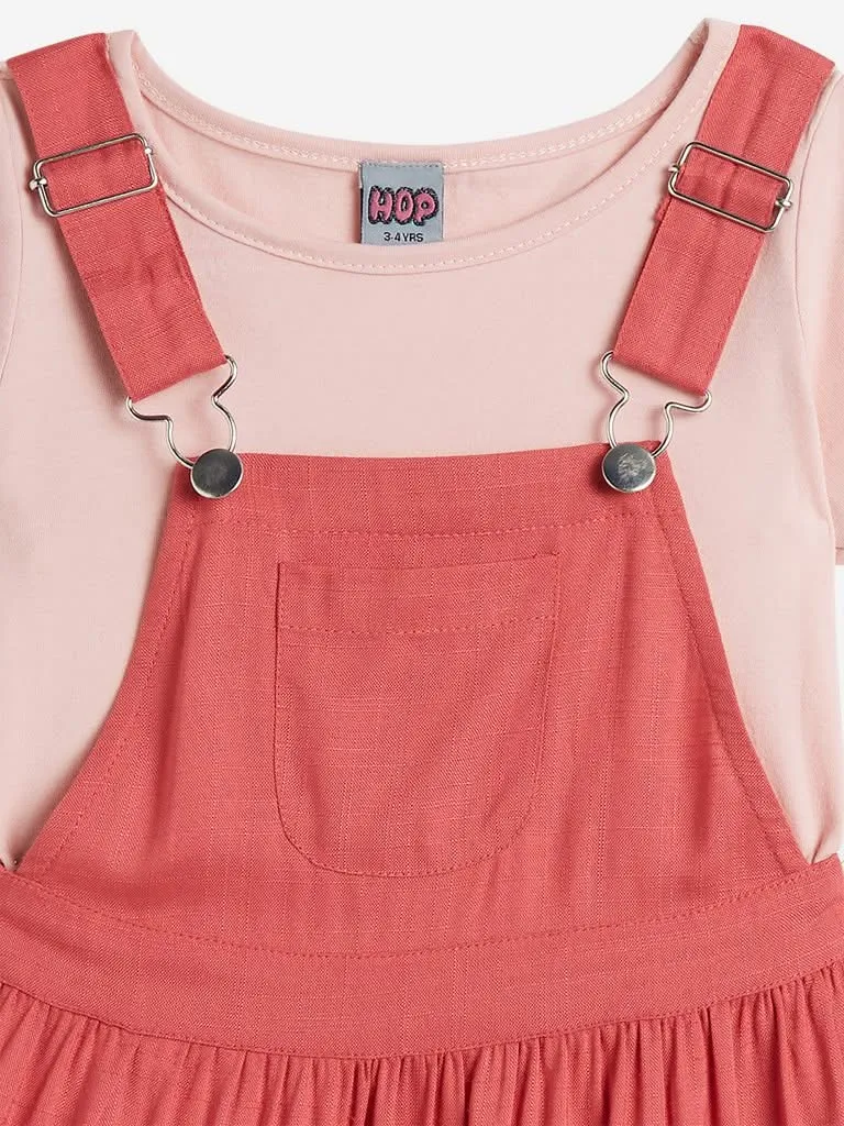 HOP Kids Pink Tiered Pinafore and T-Shirt Set