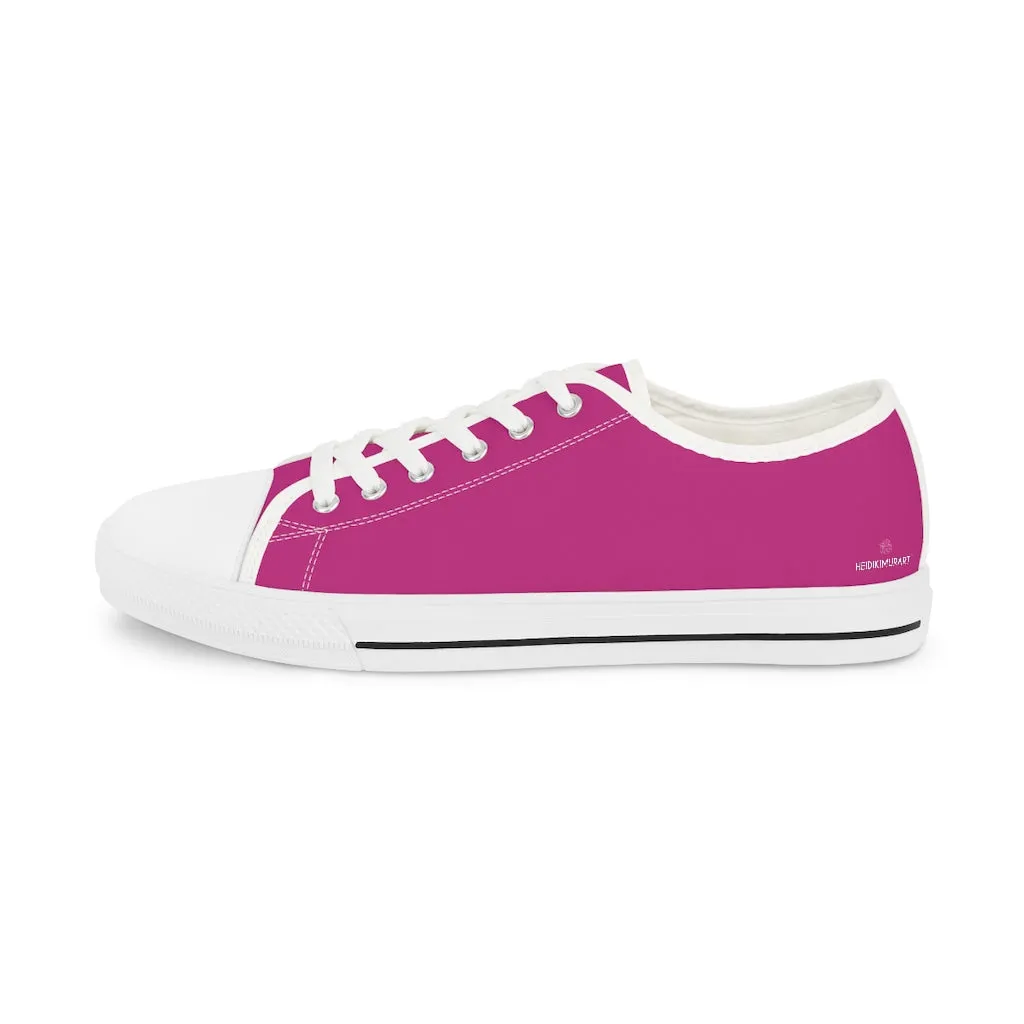 Hot Pink Color Men's Sneakers, Best Solid Hot Pink Color Men's Low Top Fashion Canvas Sneakers Running Shoes