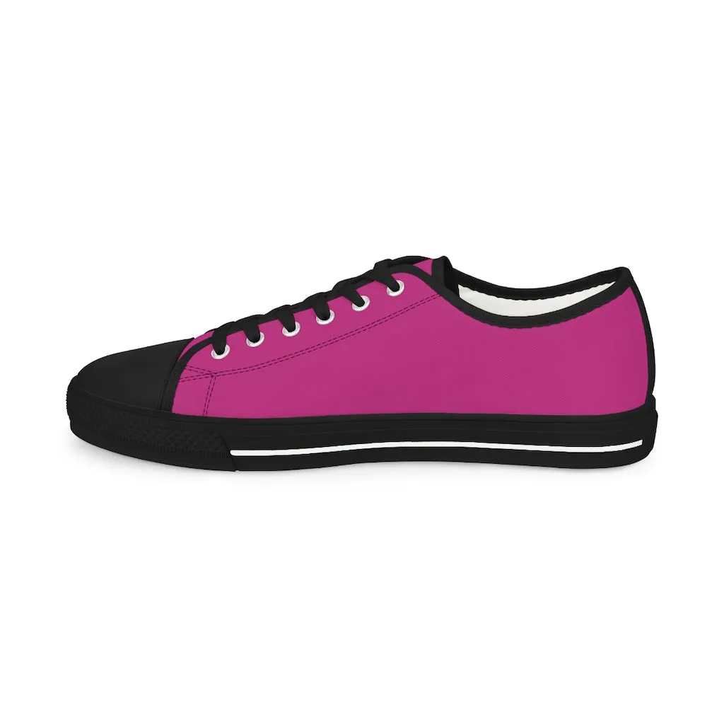 Hot Pink Color Men's Sneakers, Best Solid Hot Pink Color Men's Low Top Fashion Canvas Sneakers Running Shoes