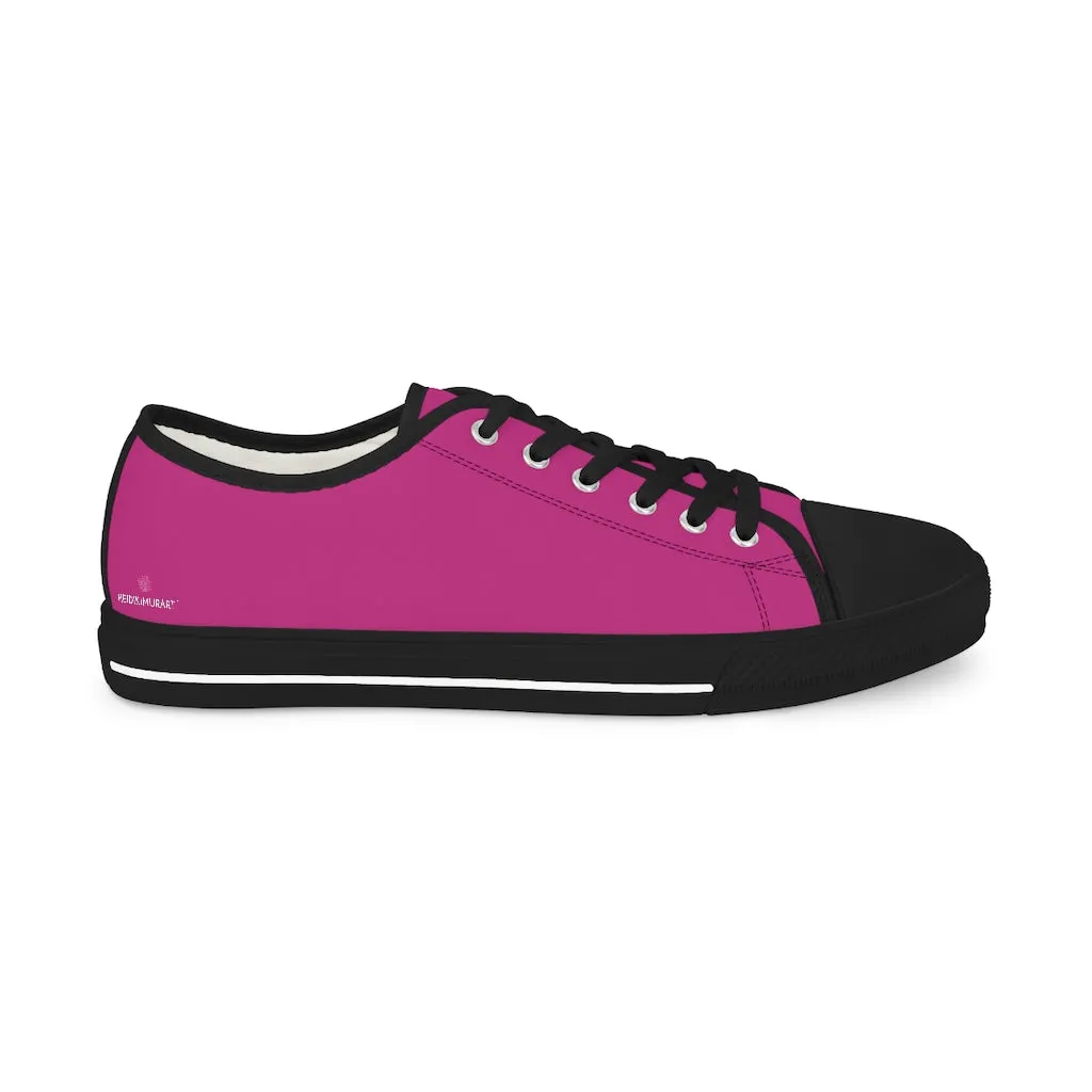 Hot Pink Color Men's Sneakers, Best Solid Hot Pink Color Men's Low Top Fashion Canvas Sneakers Running Shoes