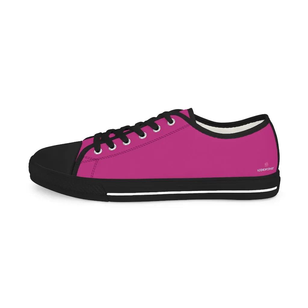 Hot Pink Color Men's Sneakers, Best Solid Hot Pink Color Men's Low Top Fashion Canvas Sneakers Running Shoes