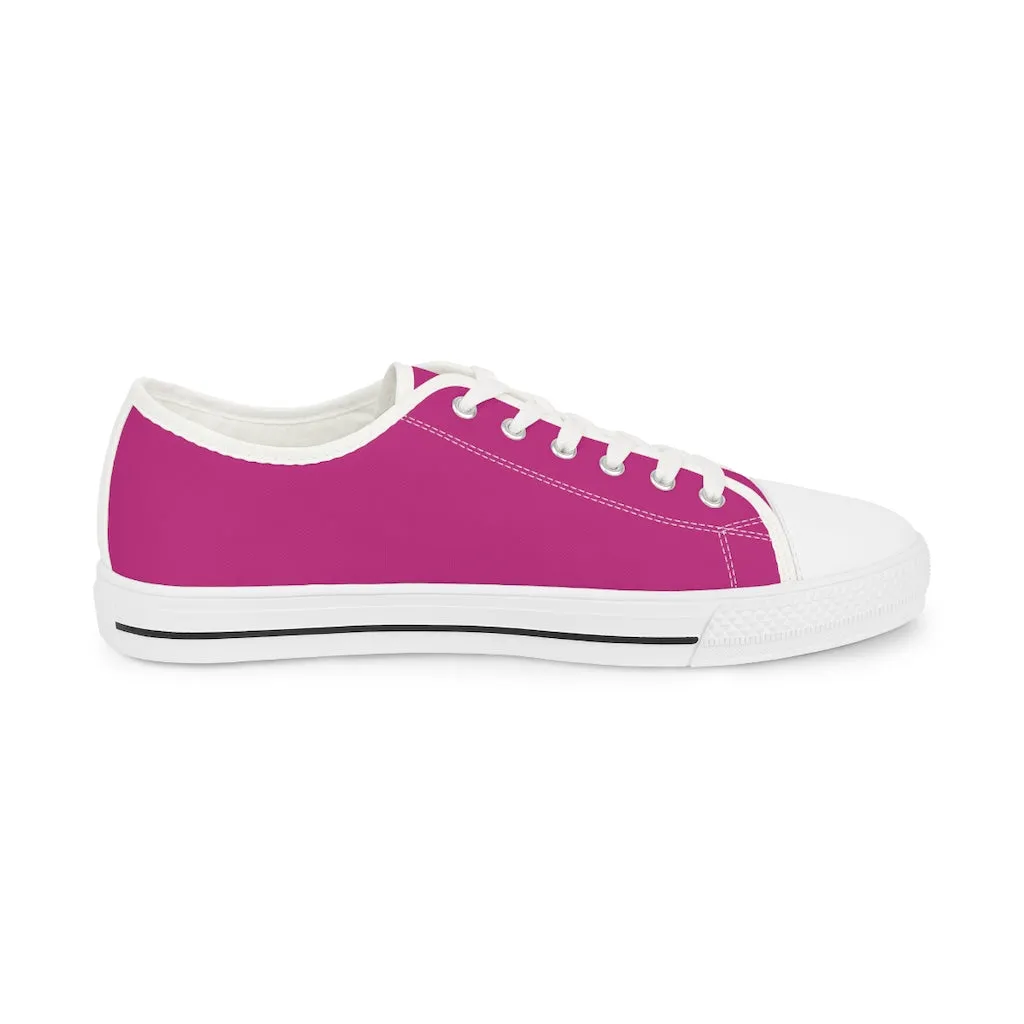 Hot Pink Color Men's Sneakers, Best Solid Hot Pink Color Men's Low Top Fashion Canvas Sneakers Running Shoes