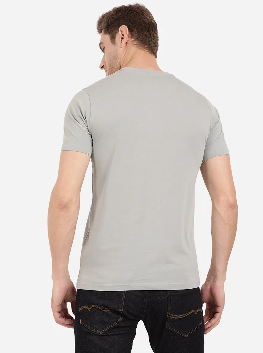 Iron Grey Printed Slim Fit T-Shirt | Greenfibre