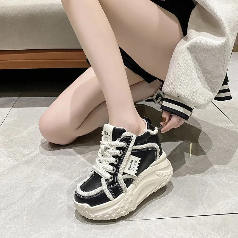 Joskaa 2024 New High Platform Women Sneakers Black