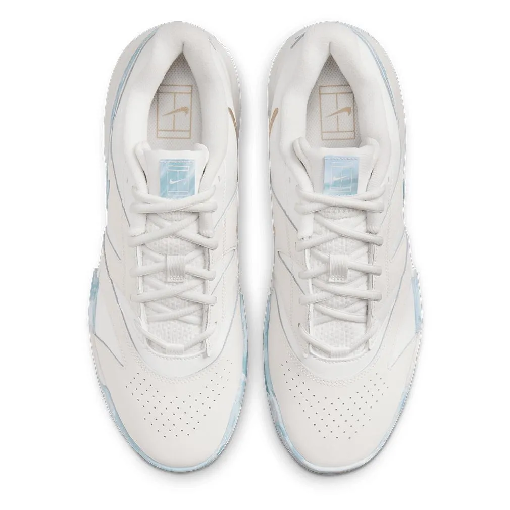 Juniors Court Lite 4 PRM LTR Tennis Shoes Summit White and Denim Turquoise