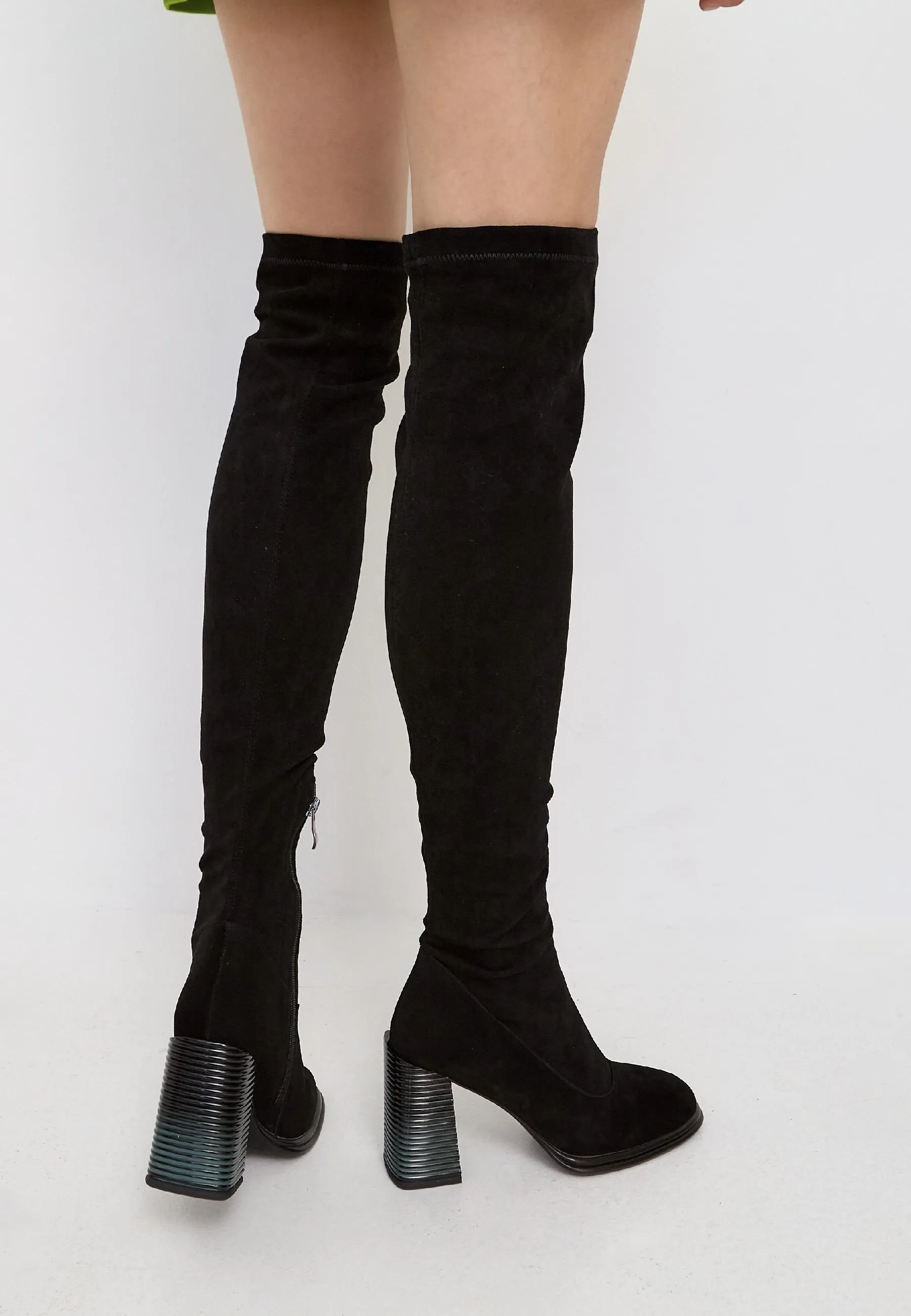 Knee-High Block Heel Sock Boots Karolina - Black