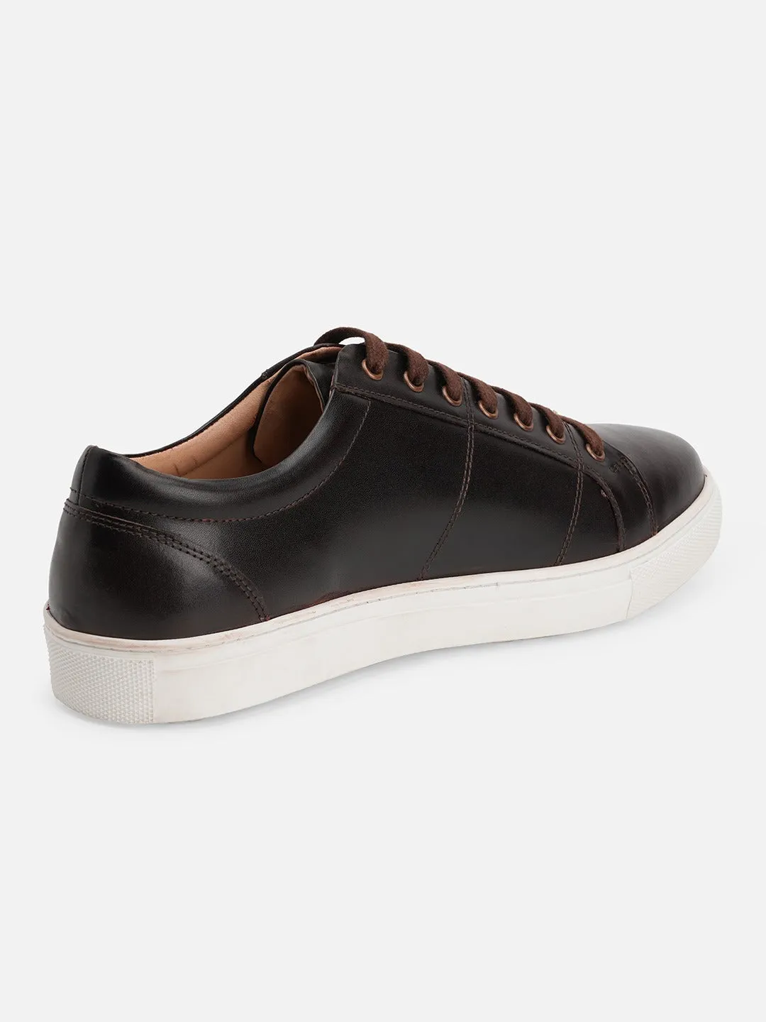 Lace-Up Lightweight Brown Leather Sneakers