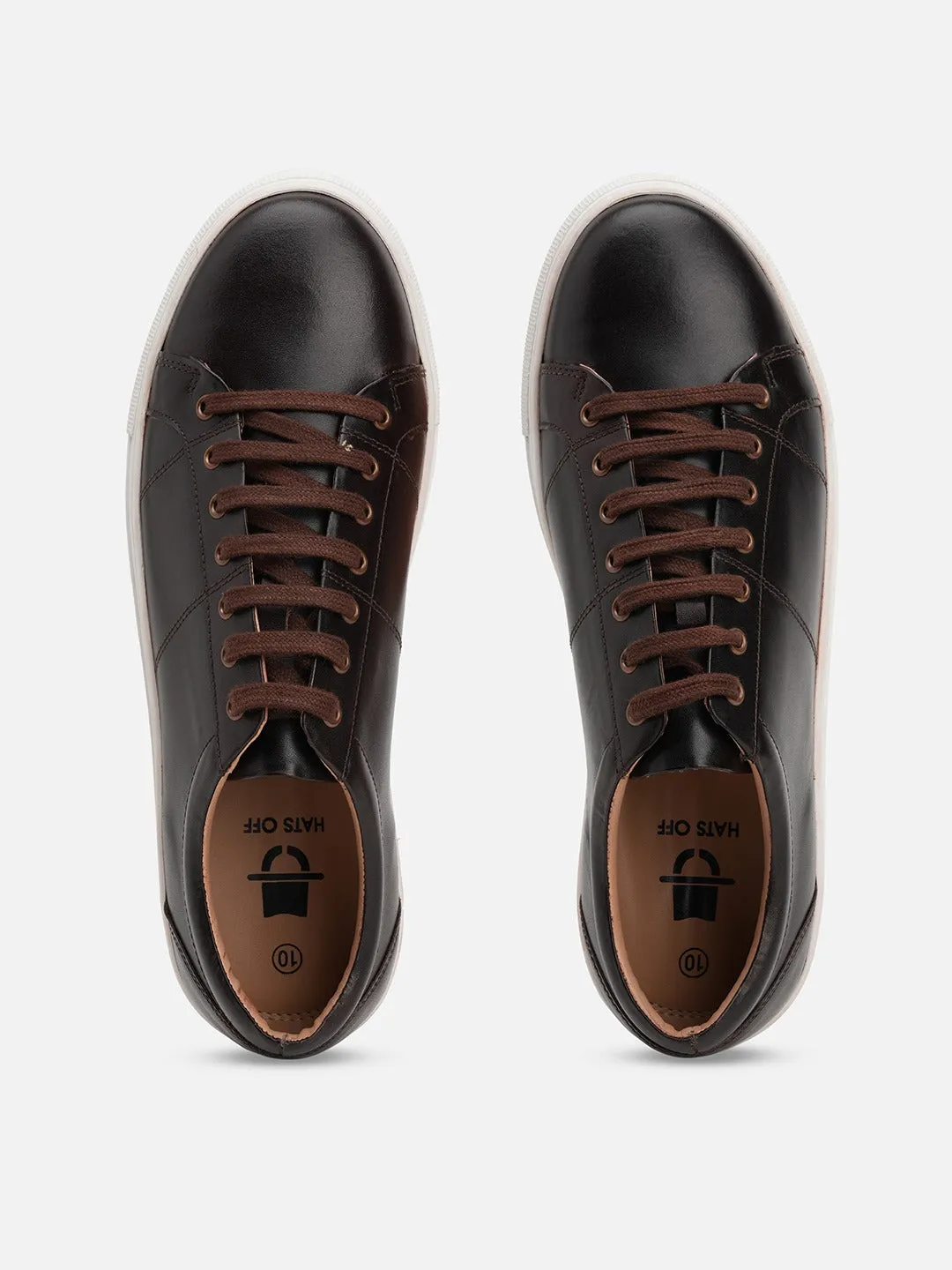 Lace-Up Lightweight Brown Leather Sneakers