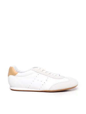 Leather Sneakers in White and Gold