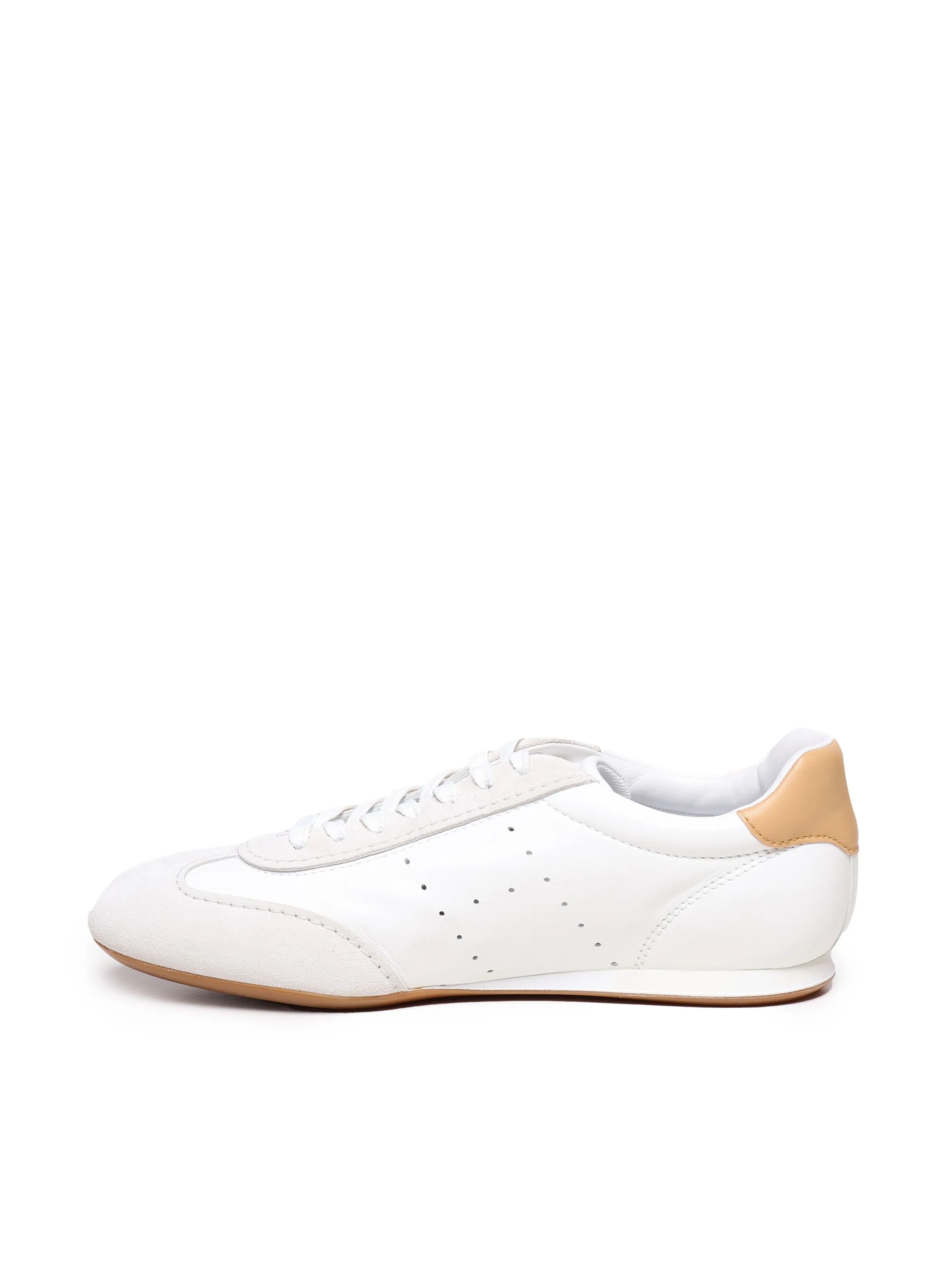 Leather Sneakers in White and Gold